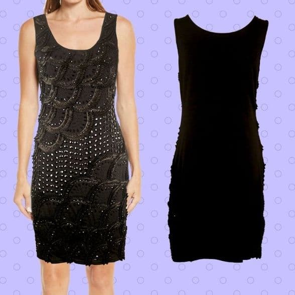 Con Mi Go London unique designer embellished Jersey dress  - Black