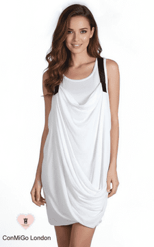 Con Mi Go London unique designer soft stretch-jersey dress - white