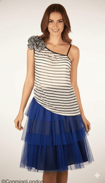 Con Mi Go London unique designer staple Jersey top  - white and Green