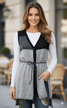 ConMiGo 248 Sleeveless Angora Sequin Cardigan