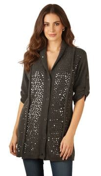 ConMiGo 655 Angora Long Sleeve Cardigan - Dark Grey