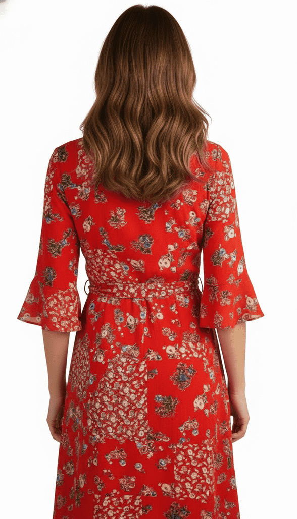 ConMiGo A00101R  Elegant Floral Wrap Dress