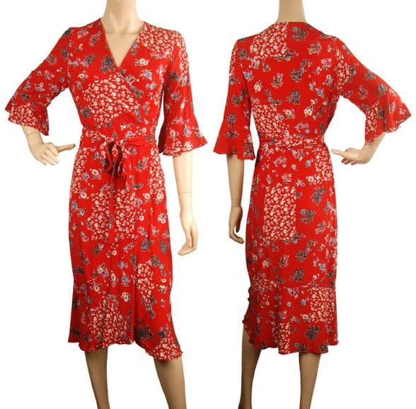 ConMiGo A00101R  Elegant Floral Wrap Dress