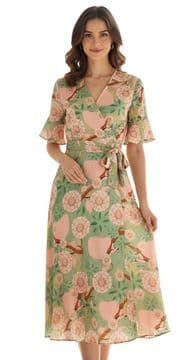 ConMiGo A01710 Effortless Elegance  Willow Floral Wrap Maxi Dress