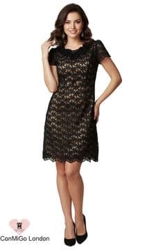 ConMiGo Black Mini Lace Dress With Floral Textile Pattern