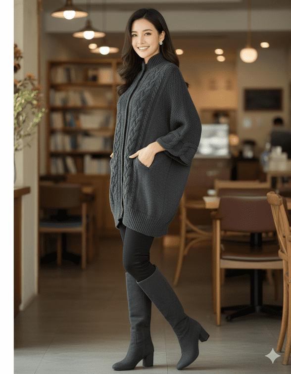 ConMiGo BS510 Coat style Cardigan - Dark Grey