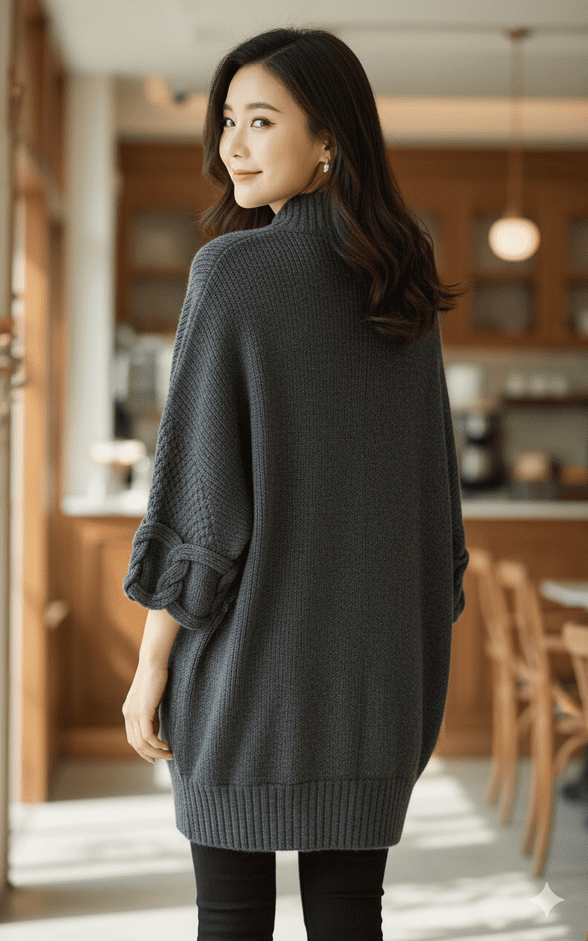 ConMiGo BS510 Coat style Cardigan - Dark Grey
