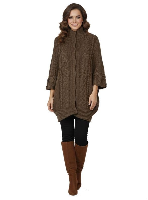 ConMiGo BS515 Hand-Knitted Wool & Angora Blend Coatigan – Brown