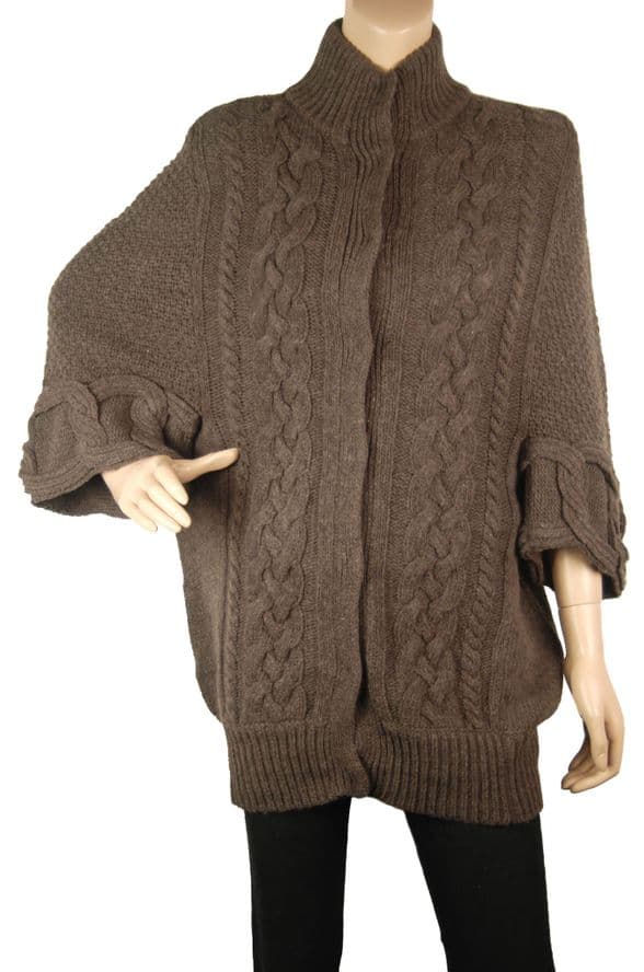 ConMiGo BS515 Hand-Knitted Wool & Angora Blend Coatigan – Brown