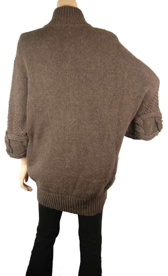 ConMiGo BS515 Hand-Knitted Wool & Angora Blend Coatigan – Brown