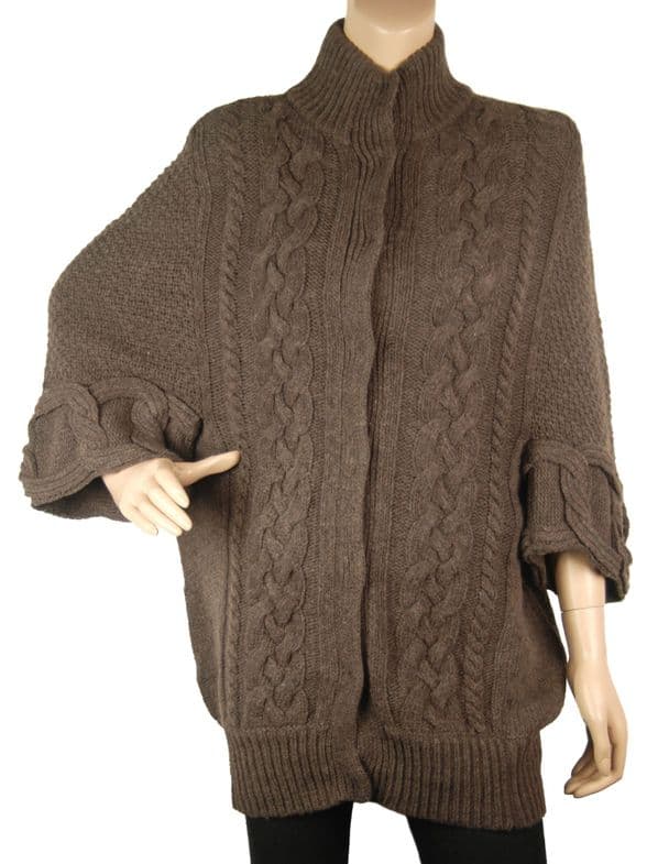 ConMiGo BS515 Hand-Knitted Wool & Angora Blend Coatigan – Brown