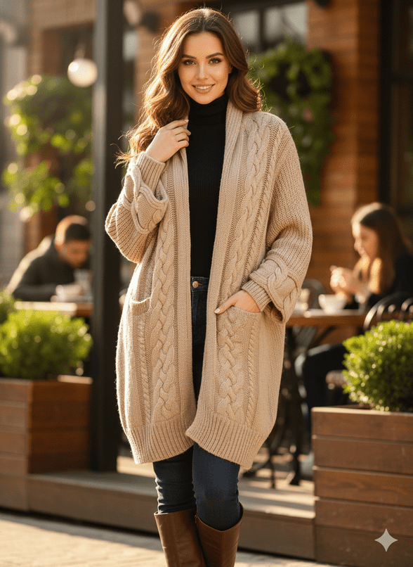 ConMiGo BS518 Coat style Cardigan - Beige