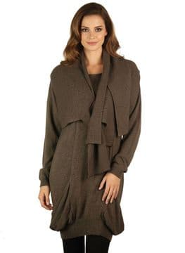 ConMiGo BS610 brown artistic fine jumper with scarf