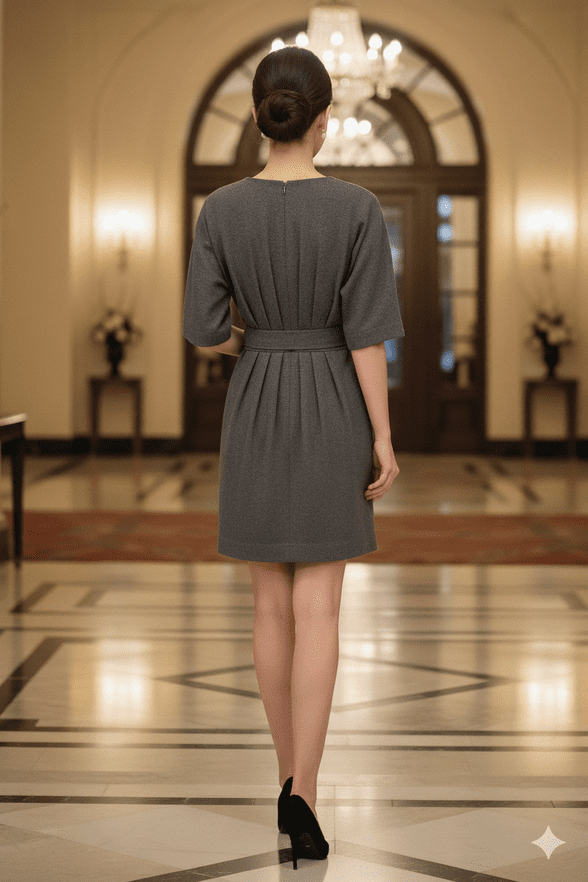 ConMiGo C030010 Audrey Hepburn Inspired Wool Dress - Grey