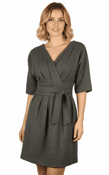 ConMiGo C030010 Audrey Hepburn Inspired Wool Dress - Grey