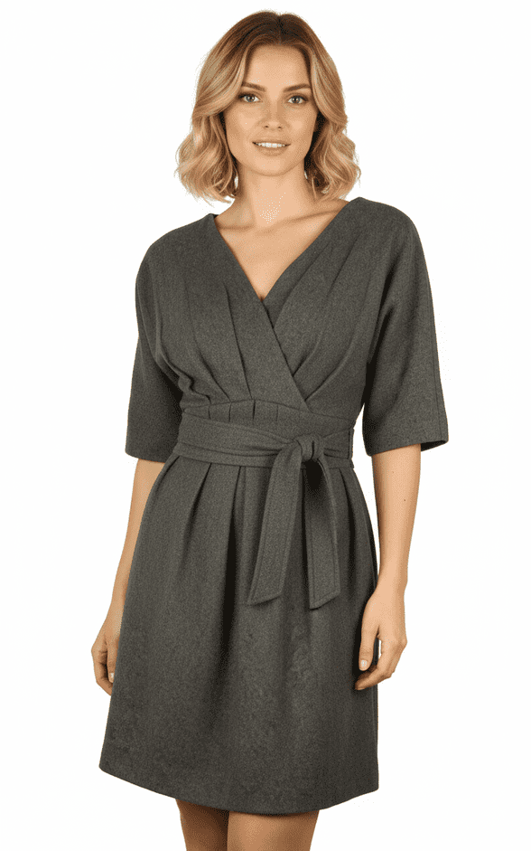 ConMiGo C030010 Audrey Hepburn Inspired Wool Dress - Grey