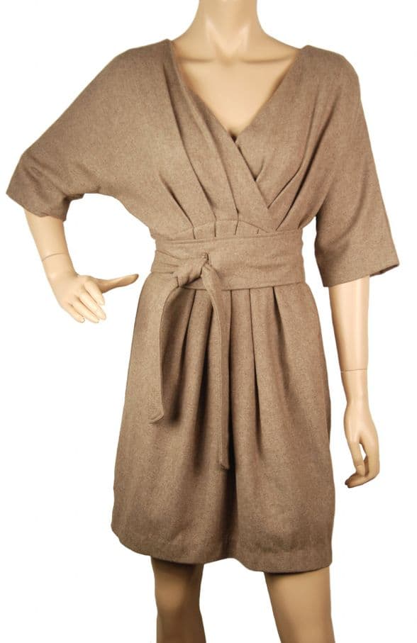 ConMiGo C030010 Audrey Hepburn Inspired Wool Dress -Nature Brown
