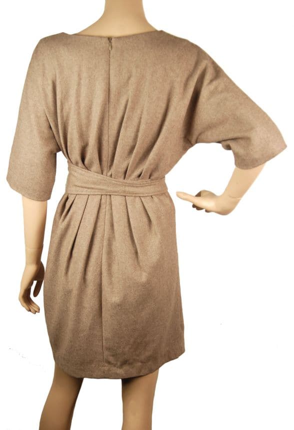 ConMiGo C030010 Audrey Hepburn Inspired Wool Dress -Nature Brown