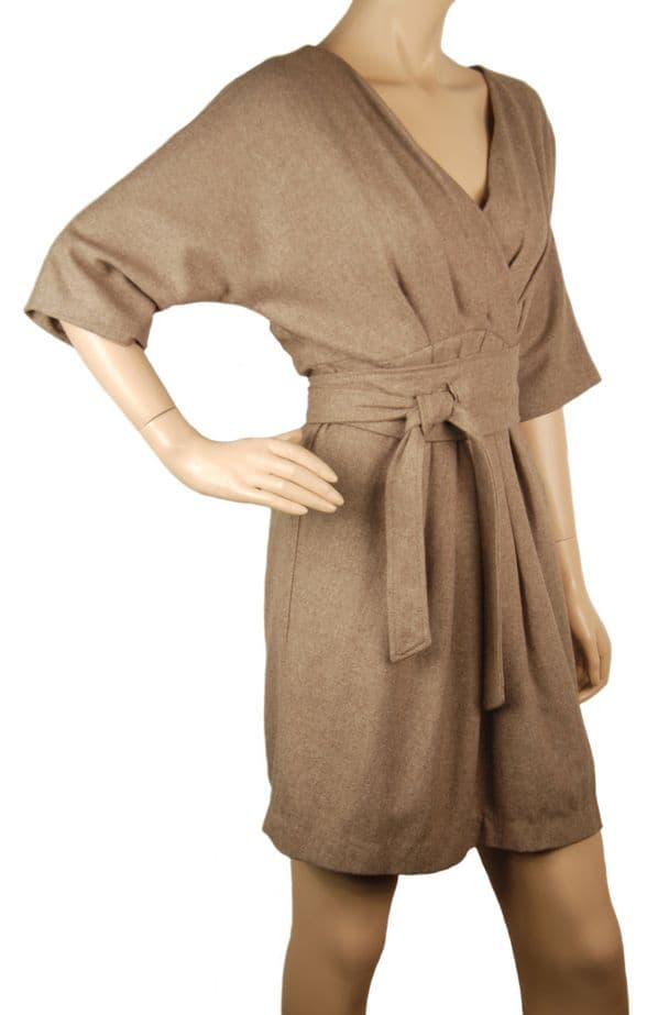 ConMiGo C030010 Audrey Hepburn Inspired Wool Dress -Nature Brown