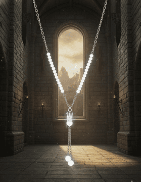 ConMiGo C2055 Sparkling Crystal Crown Lariat Necklace - Elegant Silver Tone