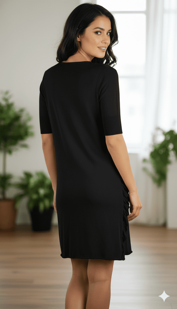 ConMiGo CB450 Glamorous Short Sleeve Black Sequin Tunic/Mini Dress