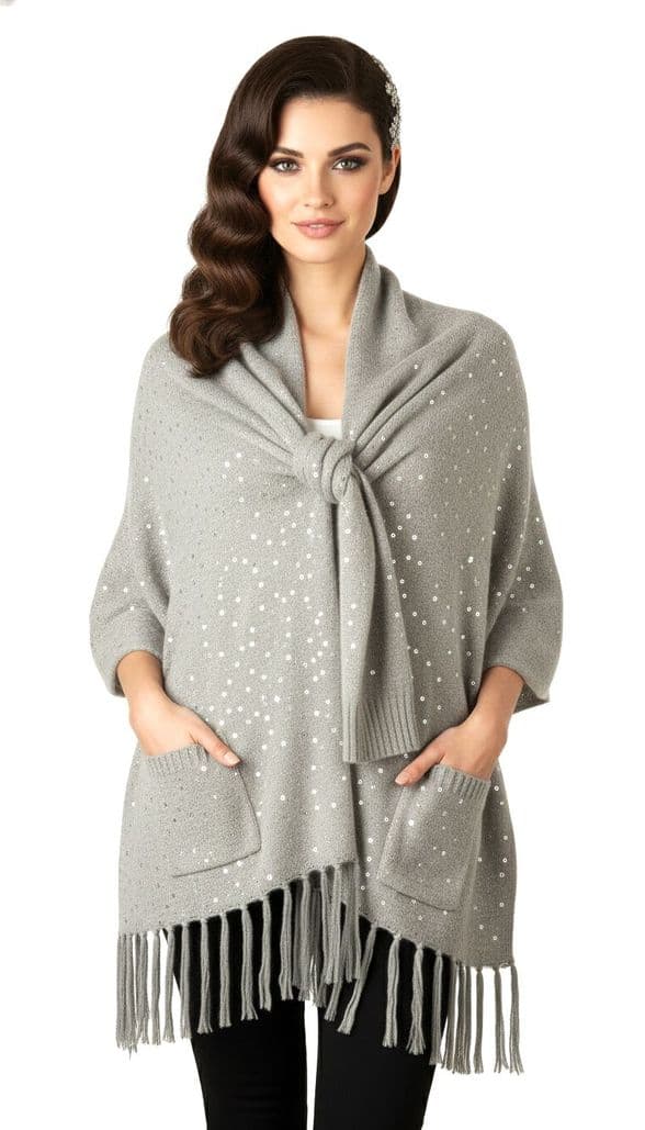 ConMiGo CD810 Glamorous Party Sequins Angora Wrap.