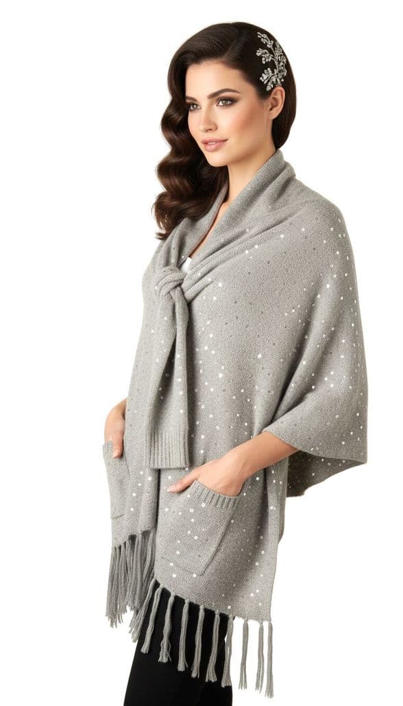 ConMiGo CD810 Glamorous Party Sequins Angora Wrap.