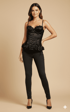 ConMiGo CRA150 Black Slimming with Angled Panels and Shoulder Straps Corset