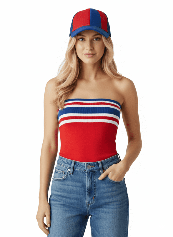 ConMiGo London AQ55A Stripe Siren Bandeau Top