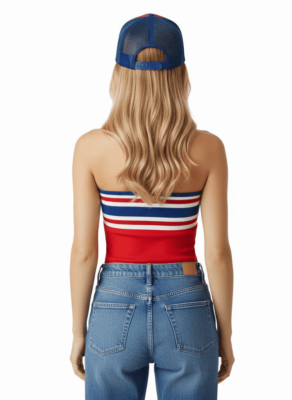 ConMiGo London AQ55A Stripe Siren Bandeau Top