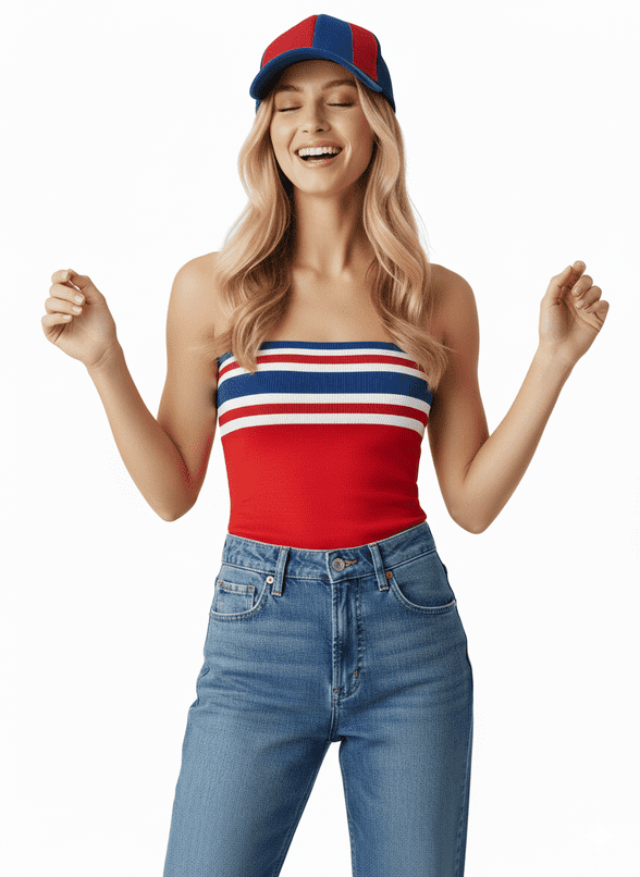 ConMiGo London AQ55A Stripe Siren Bandeau Top