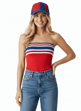 ConMiGo London AQ55A Stripe Siren Bandeau Top
