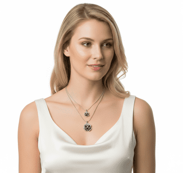 ConMiGo London C010050 Women's Sparkling Silver Crystal embellished black stone flower charm necklac