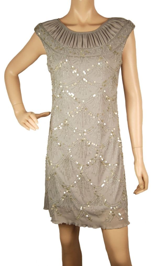 ConMiGo London CC410 embellished with crystals and beads Jersey dress  - Grey