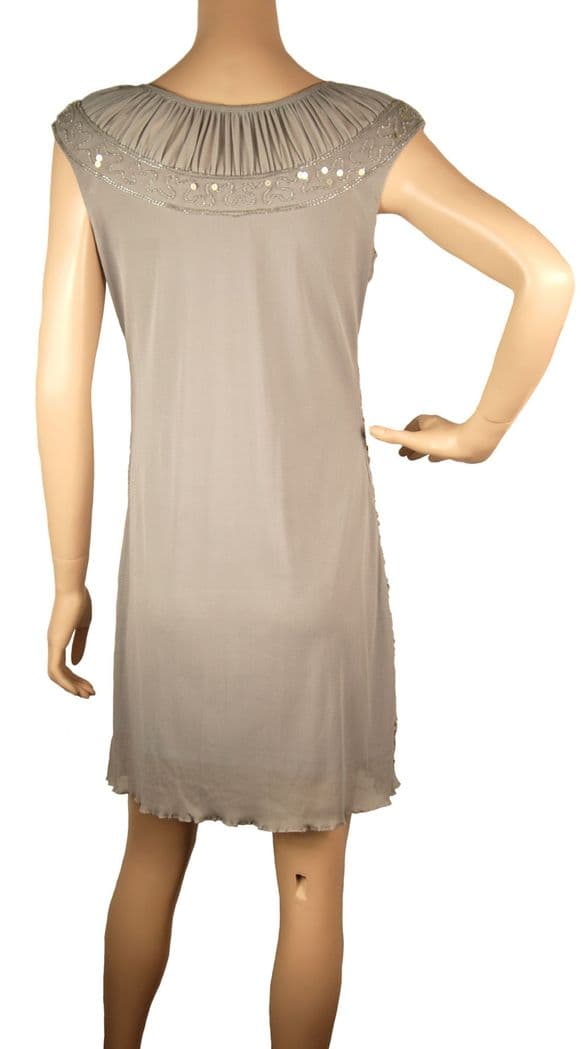 ConMiGo London CC410 embellished with crystals and beads Jersey dress  - Grey