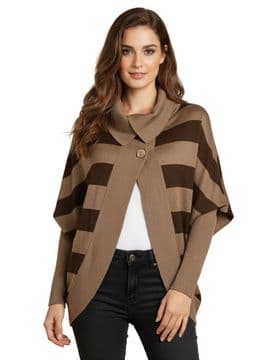 ConMiGo London CD300 Heritage Striped Merino Poncho fine Cardigan