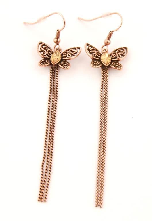 ConMiGo London E100010 Ladies' antique bronze effect butterfly drop earringsly drop earrings