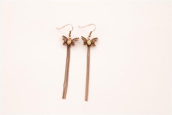 ConMiGo London E100010 Ladies' antique bronze effect butterfly drop earringsly drop earrings