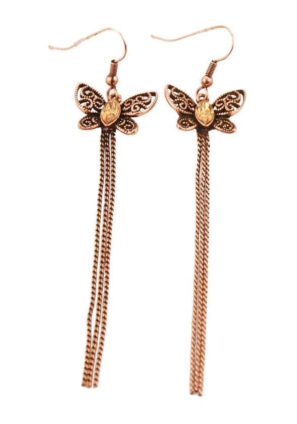 ConMiGo London E100010 Ladies' antique bronze effect butterfly drop earringsly drop earrings