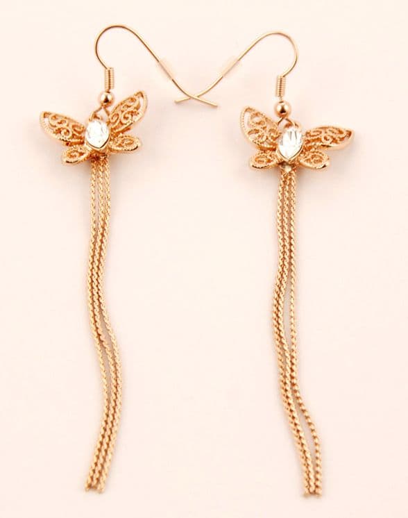 ConMiGo London E100020 Ladies' gold effect butterfly drop earrings