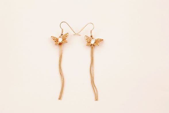 ConMiGo London E100020 Ladies' gold effect butterfly drop earrings