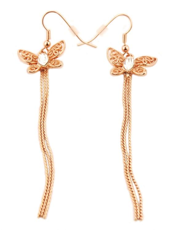 ConMiGo London E100020 Ladies' gold effect butterfly drop earrings