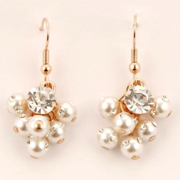ConMiGo London E100230 ladies' crystal, 'pearl' and 'gold' drop earrings