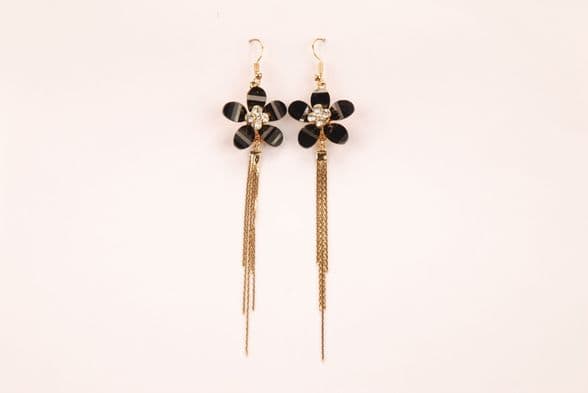 black and gold hoop drop earrings E110503