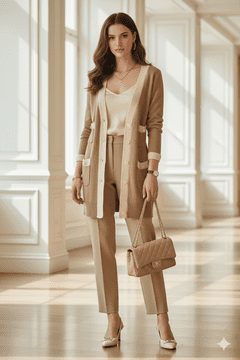 ConMiGo London EE121 Long Natural Brown 100% Cotton Cardigan