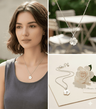 ConMiGo London J1120010 Mother of Pearl Flower Pendant Necklace