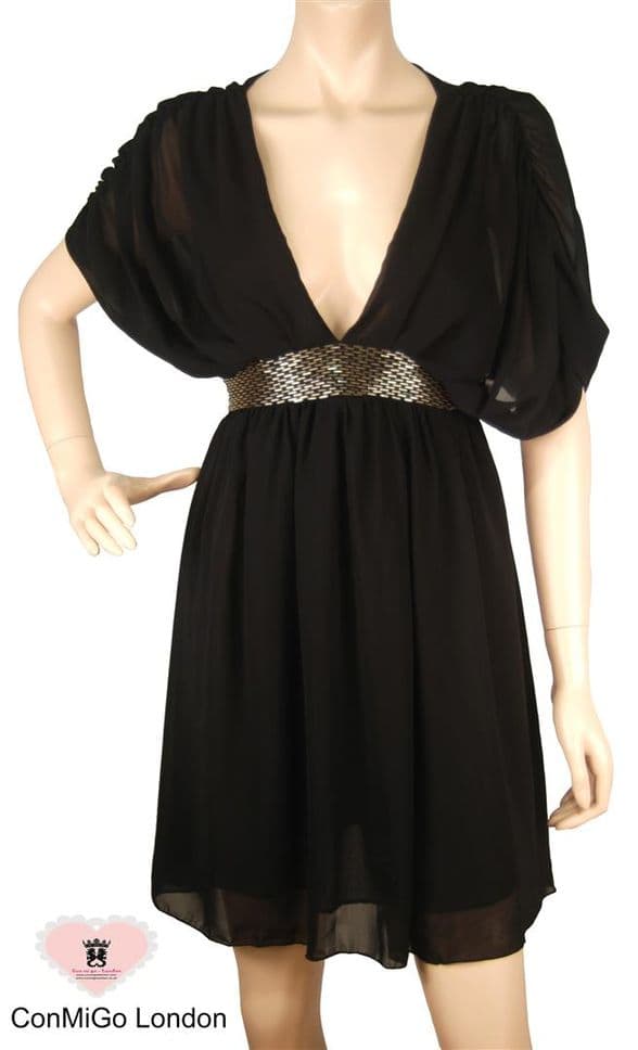 ConMiGo London's Embellished V-Neck Midi Dress: Elegance Redefined
