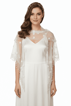 ConMiGo London SC210 Knitting Beaded Lace Shawl -white