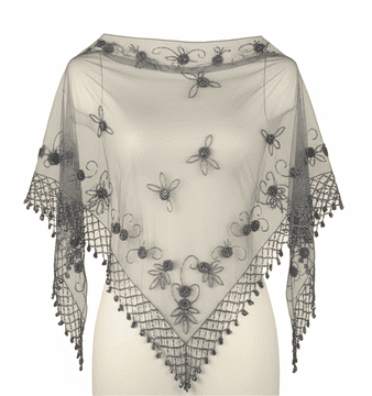 ConMiGo London SC220 Knitting Beaded Lace Shawl - Dark Grey