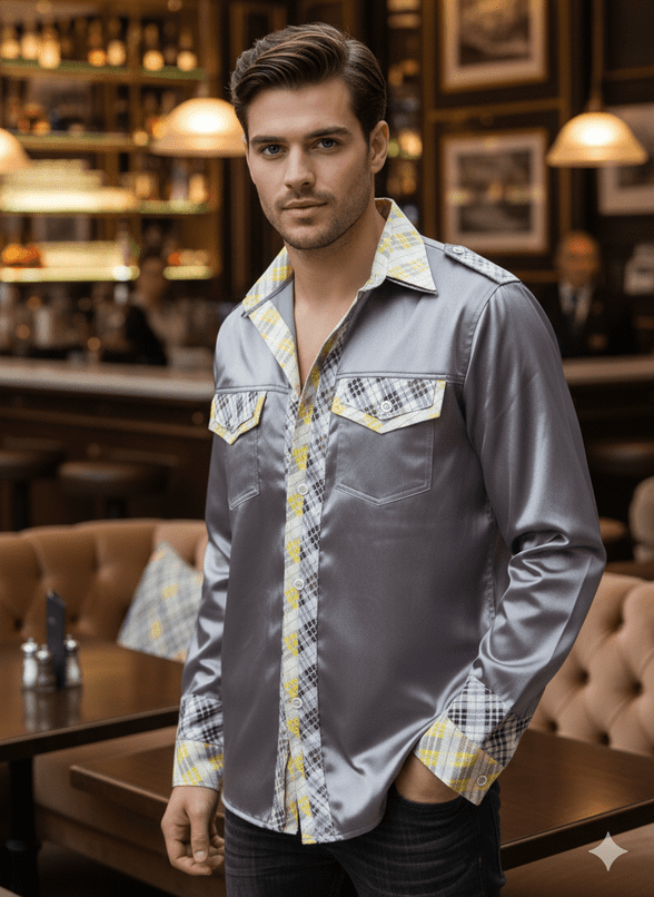 ConMiGo MPSA8001 two distinct variations shirt by reversing the top collar and cuffs inside out